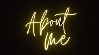 about me neon lettering on a black background